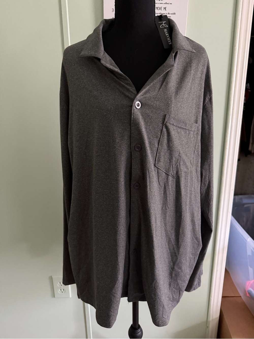 Men’s Charcoal Gray Marvmys Long-Sleeve nightshirt XL